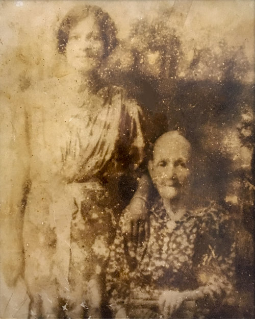 Photo of my great grandmother, Mary Bell (sitting) and my grandmother, Rose Batson (standing), daughter of Mary Bell.