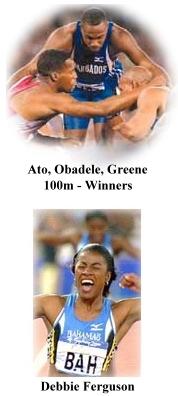 Ato Boldon, Obadele Thompson, and Maurice Greene, Debbie Ferguson