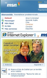 The MSN Spain home page yesterday