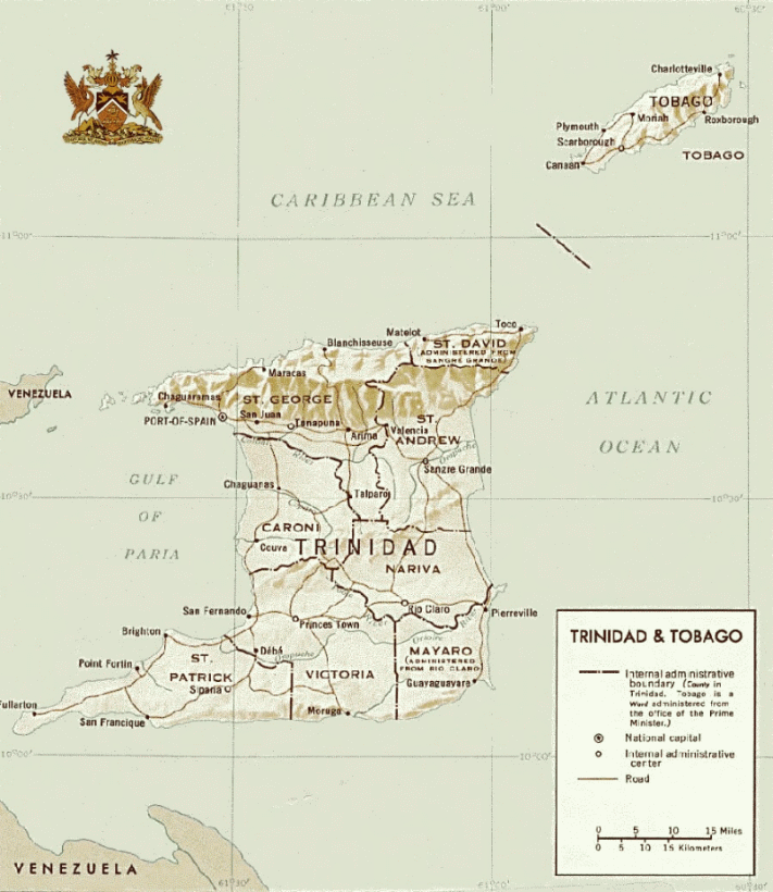 Map of Trinidad and Tobago