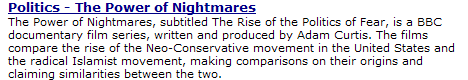 Politics - The Power of Nightmares By Adam Curtis